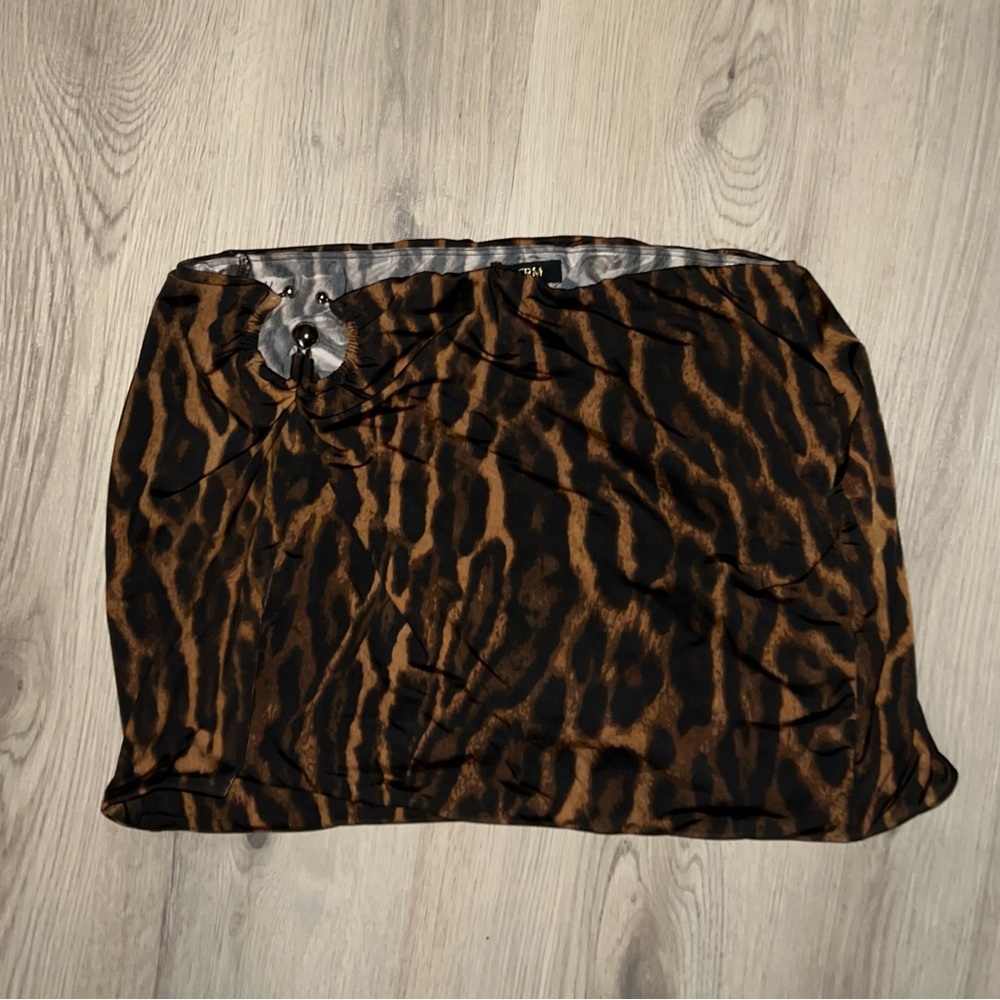 AFRM Juliana Leopard Print Mini Skirt with Ring Detail Size M